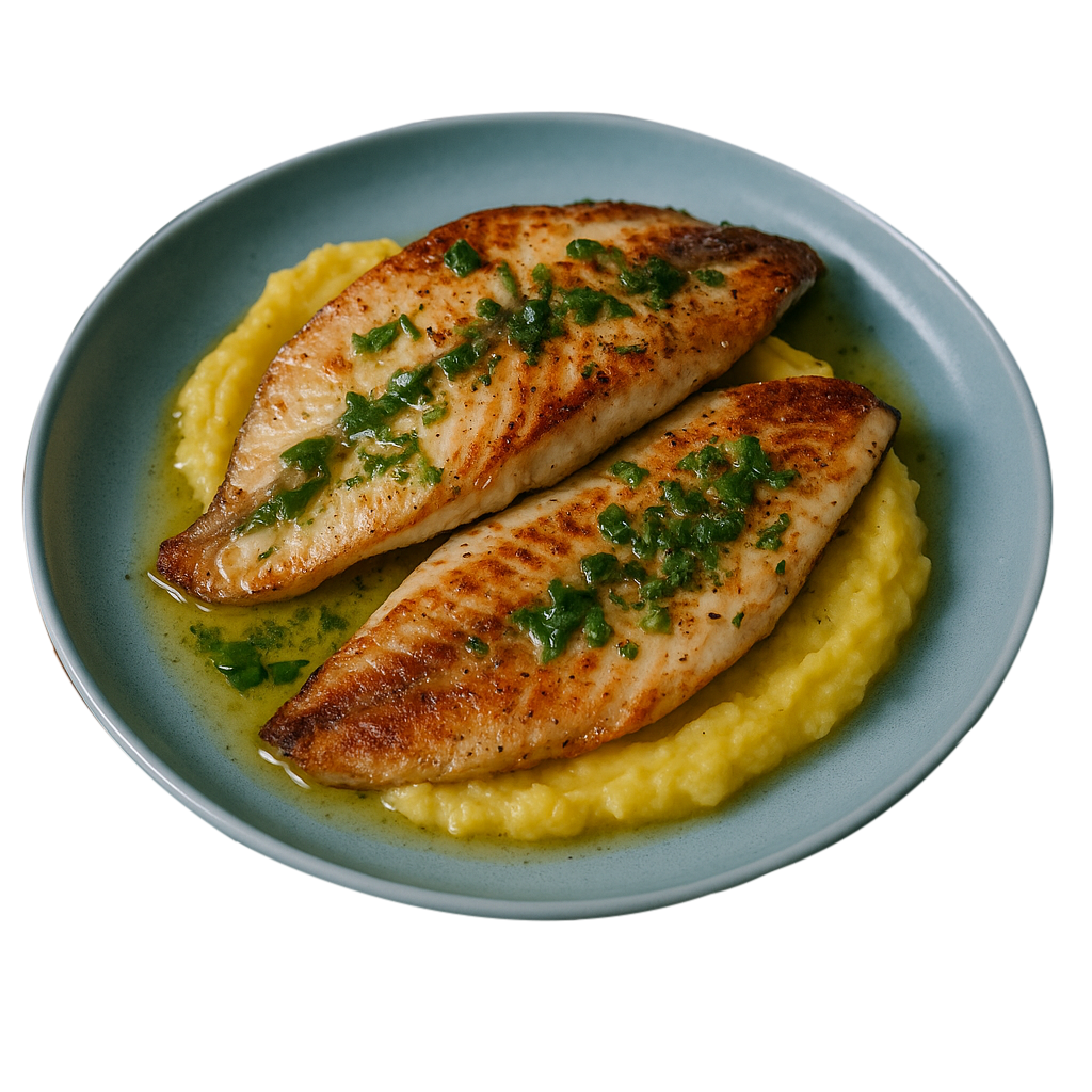 Filé de tilápia grelhada com purê de banana terra.png