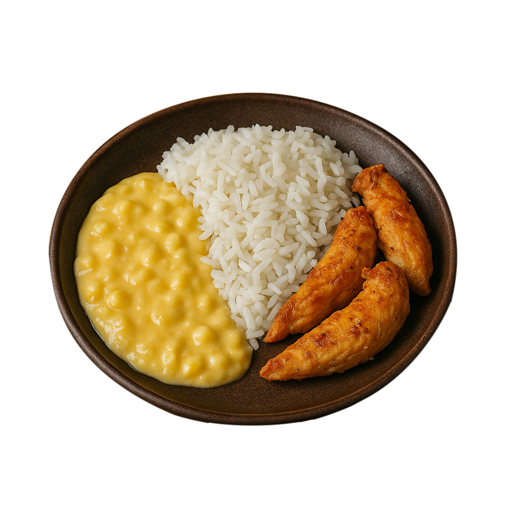 Frango com creme de milho e arroz branco.png